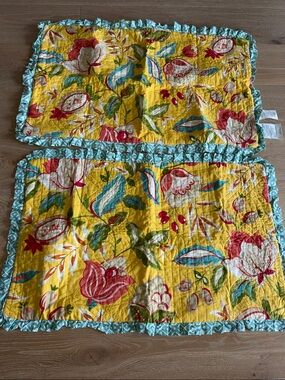Waverly Yellow Floral Quilted Pillow Cases Set of 2